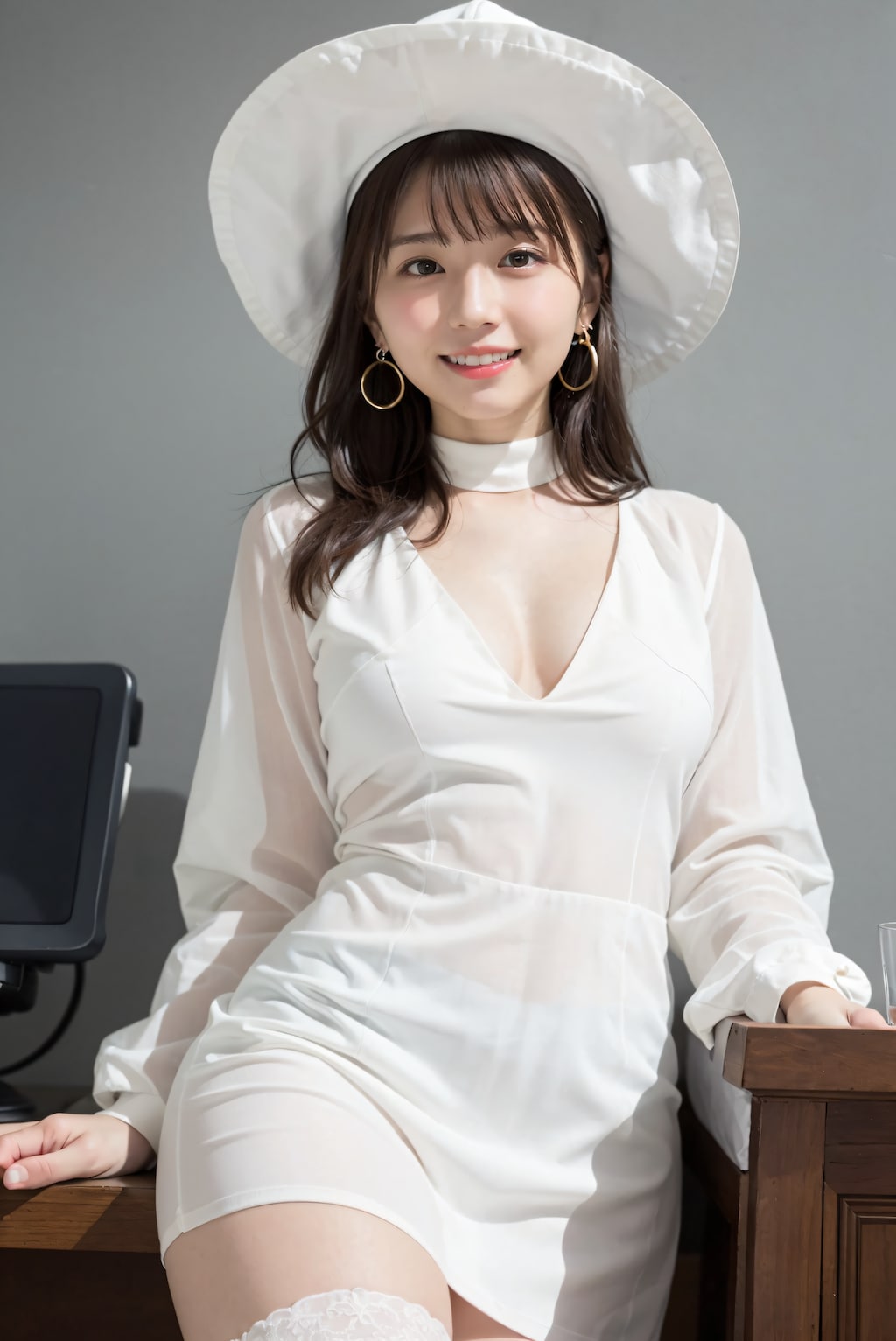 白い帽子の受付嬢