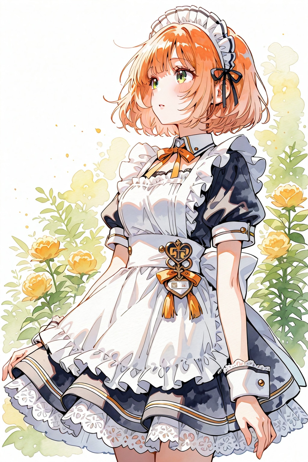 水彩メイドさん