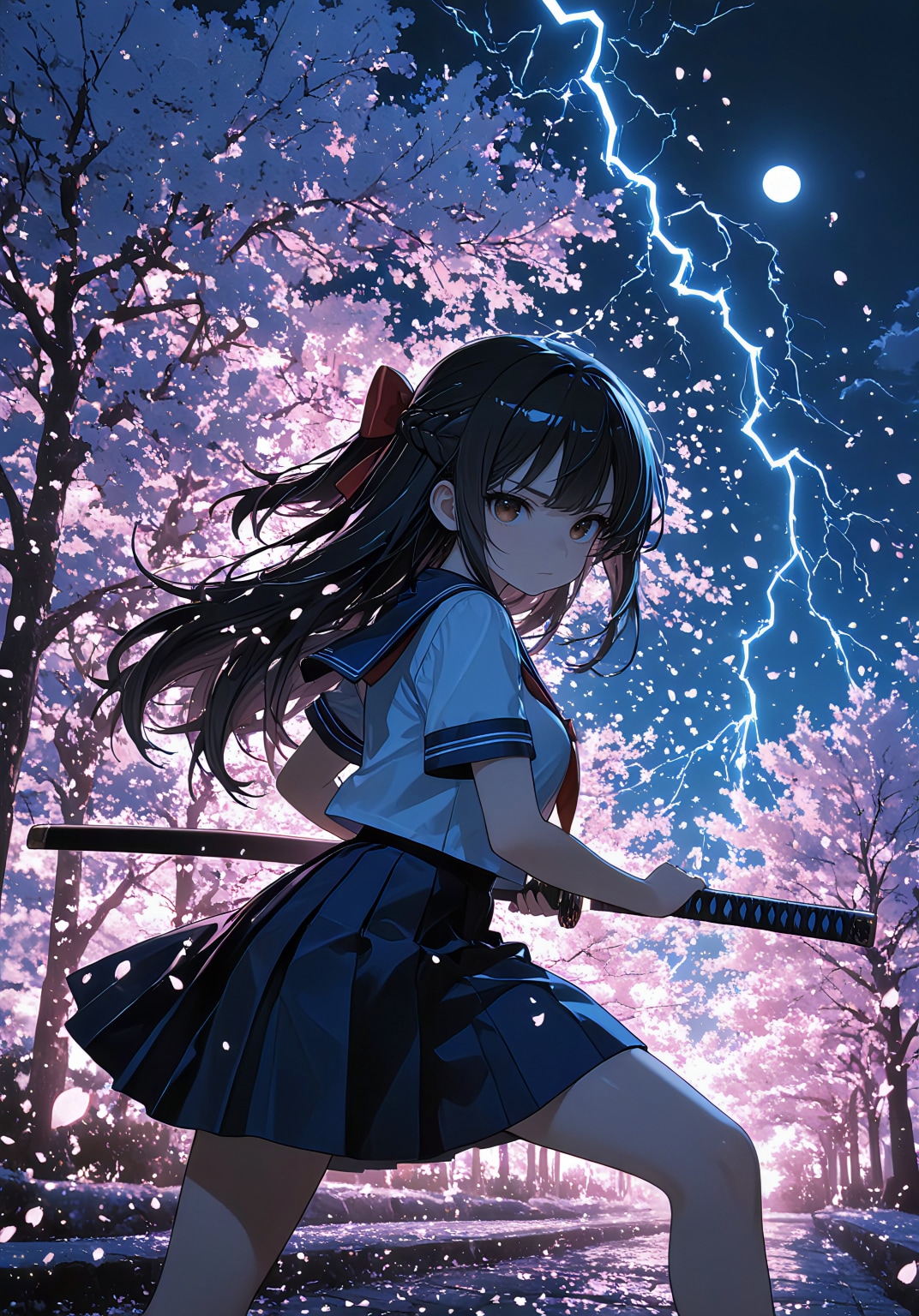 黒髪の咲夜、雷光の中で