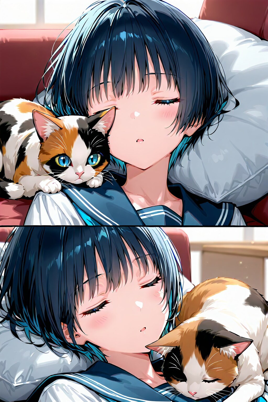 猫と少女(QILIN)(2) | の人気AIイラスト・グラビア