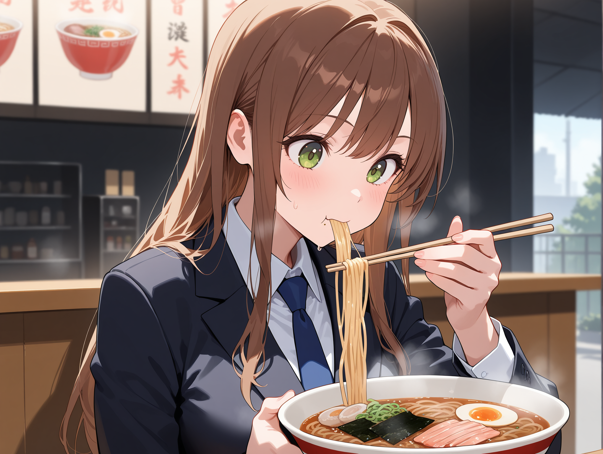 ラーメンを食べる桐島さん | の人気AIイラスト・グラビア