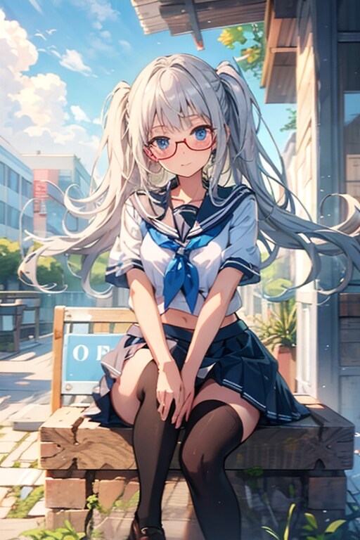 TOPAZ:制服とニーハイ | の人気AIイラスト・グラビア