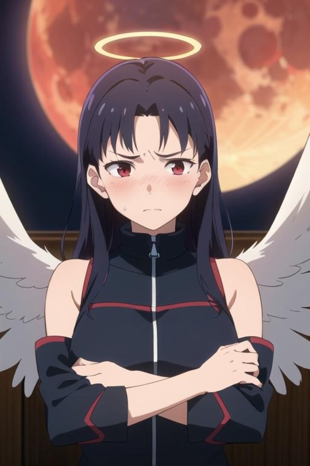 腕を組んでこちらを見る、天使になったミサトさん他2枚
