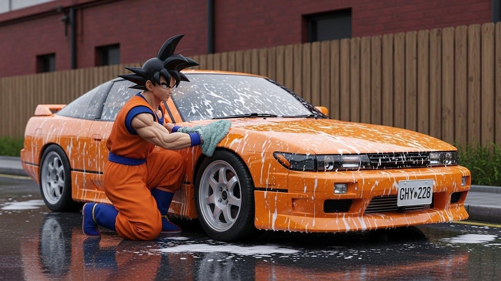 孫悟空がシルエイティを洗う