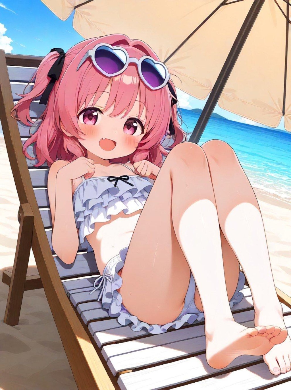 女の子と海