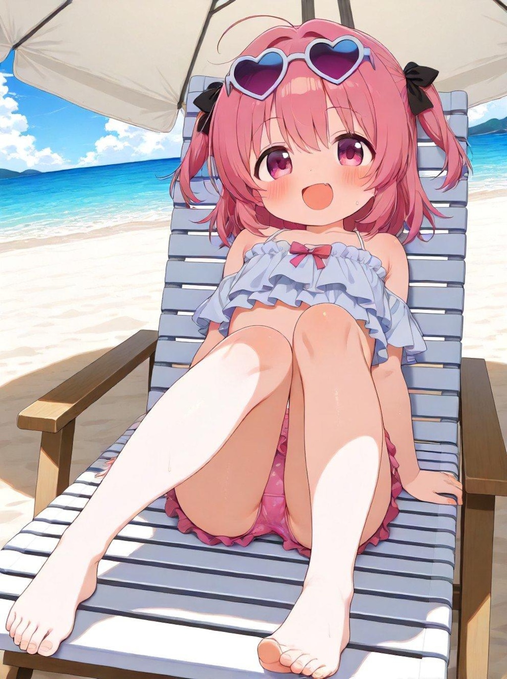女の子と海