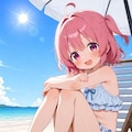 女の子と海 2枚目