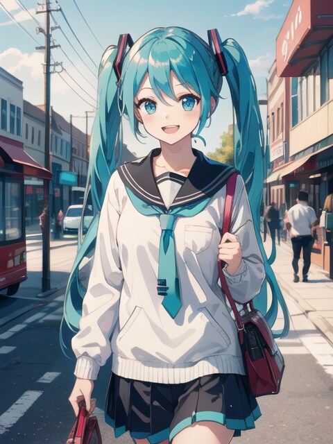 学校帰りにミクさんとお散歩