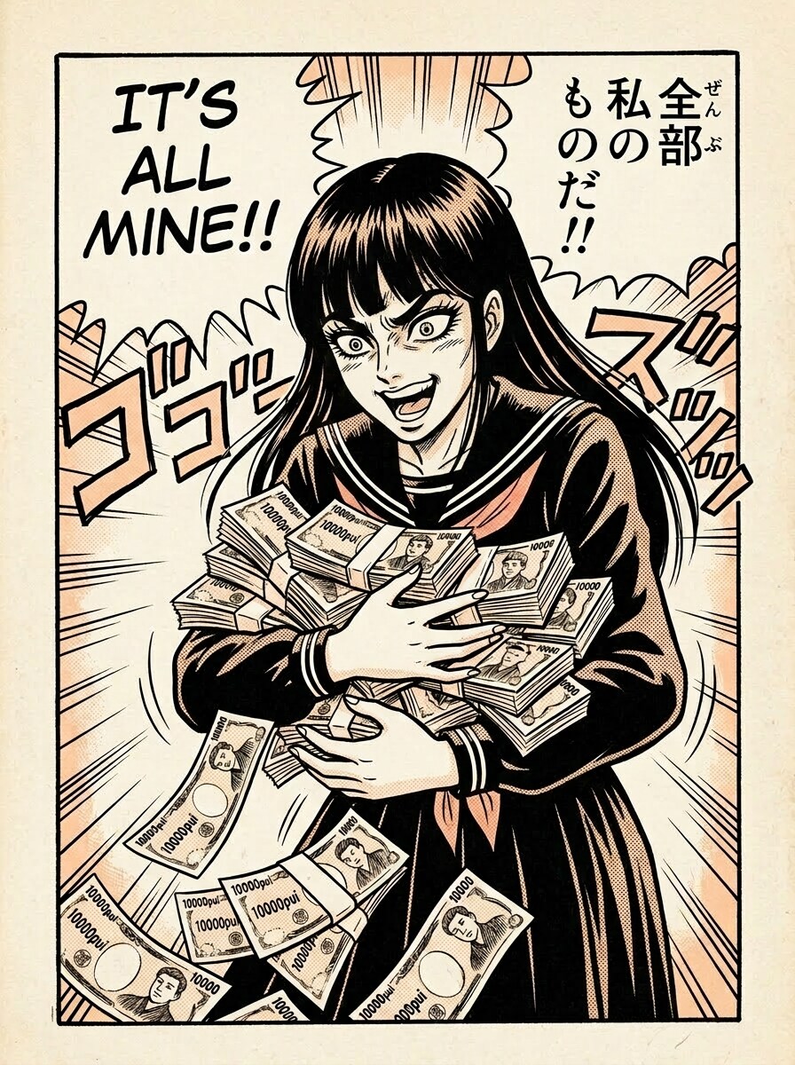 劇画風 100万pui山分け?? | の人気AIイラスト・グラビア