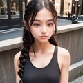 着慣れないタンクトップの三つ編みの子。 4枚目