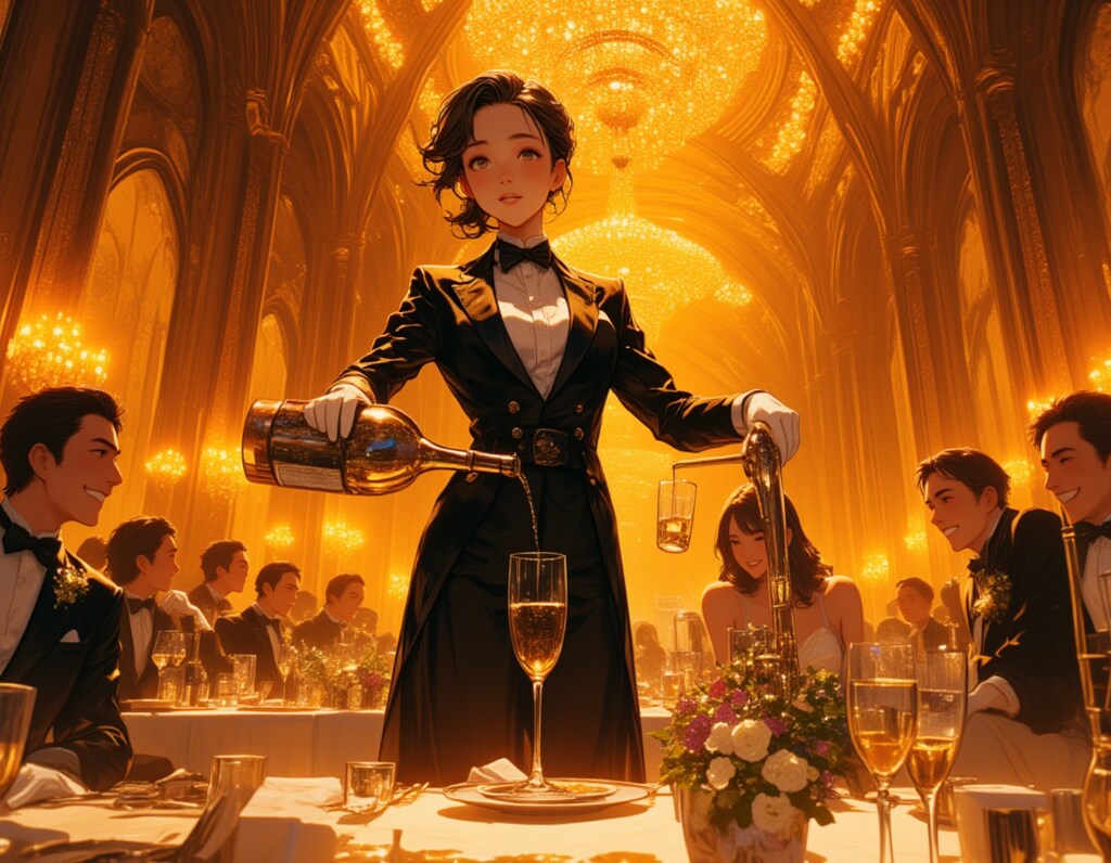 華やぐ晩餐会と優雅な女性執事