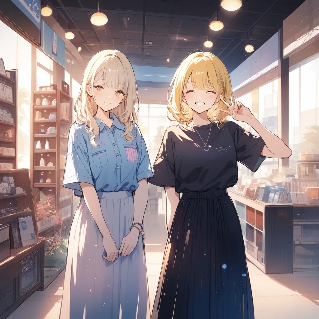 対象的な店員さん