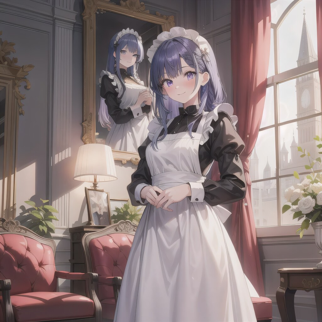 紫髪ロングでメイド服の少女８