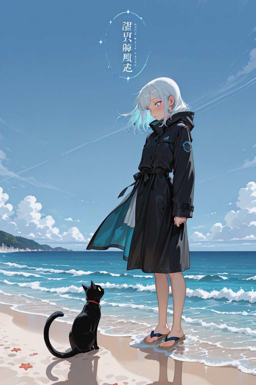 砂浜の魔女と黒猫