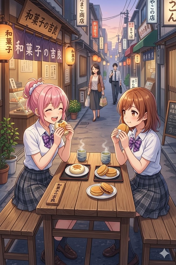 路地裏の和菓子屋 | の人気AIイラスト・グラビア
