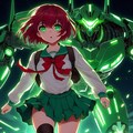 SFロボアニメ風、走るロボパイロット少女 2枚目