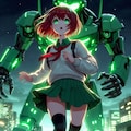 SFロボアニメ風、走るロボパイロット少女 10枚目
