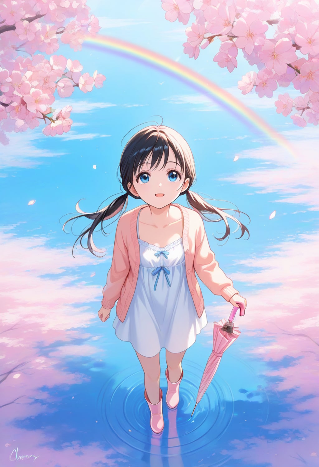 雨上がり、虹と桜(6)