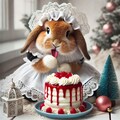 ケーキフードファイトするウサギ 4枚目