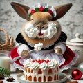 ケーキフードファイトするウサギ 8枚目