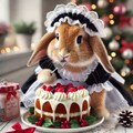 ケーキフードファイトするウサギ 3枚目