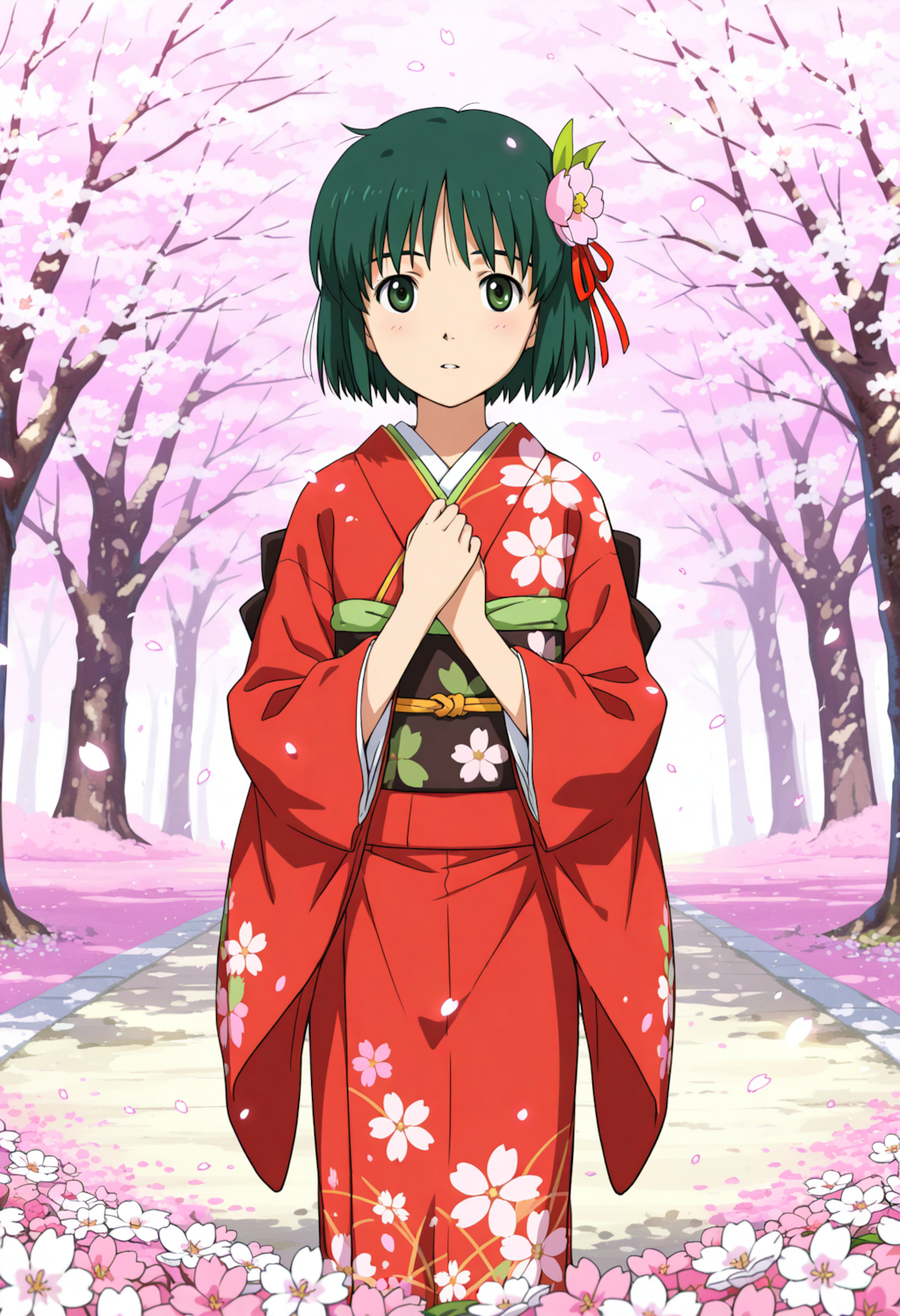 桜と着物のちよる