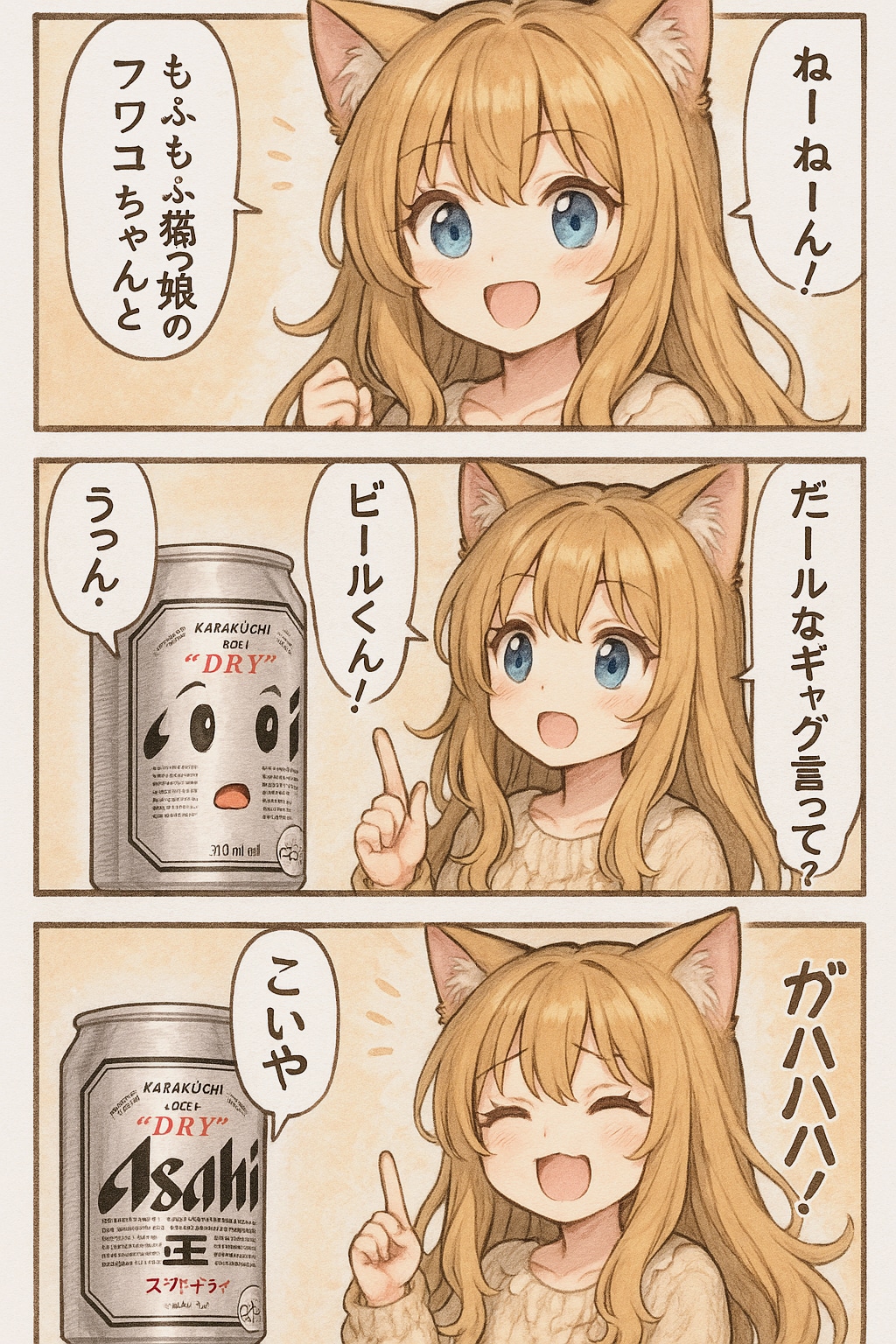 小さな女の子の四コマ漫画(ChatGPT)