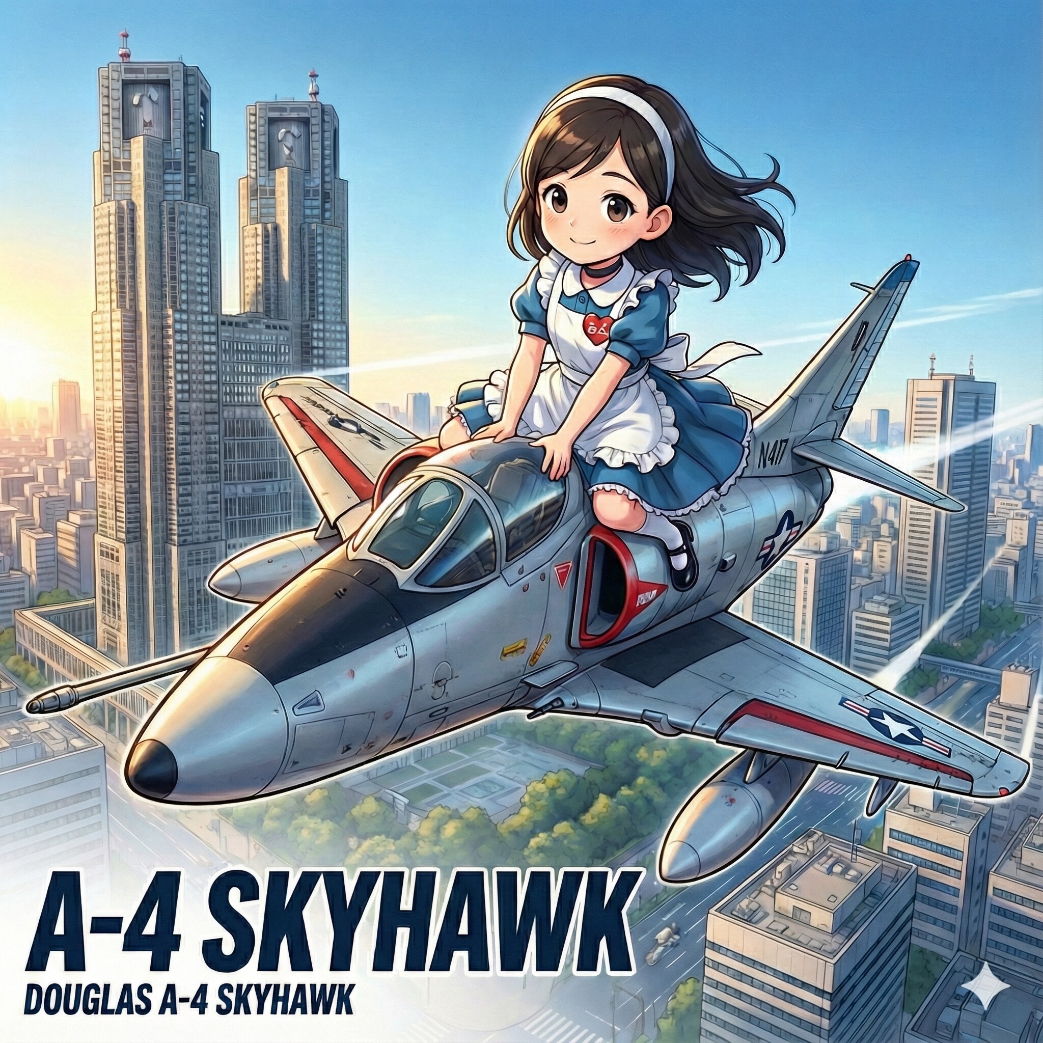 新年の新宿を飛ぶA-4スカイホーク