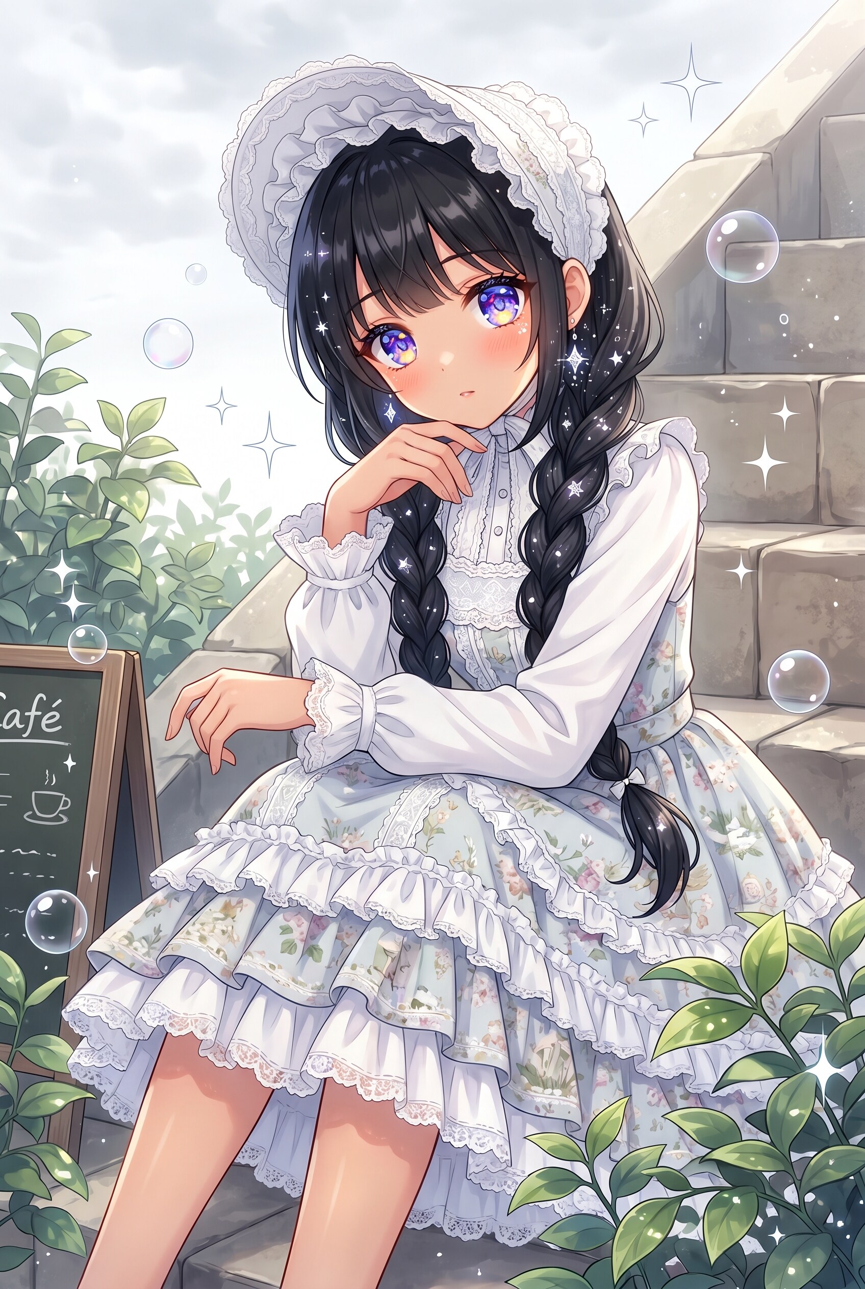 緑陰階段の白蕾
