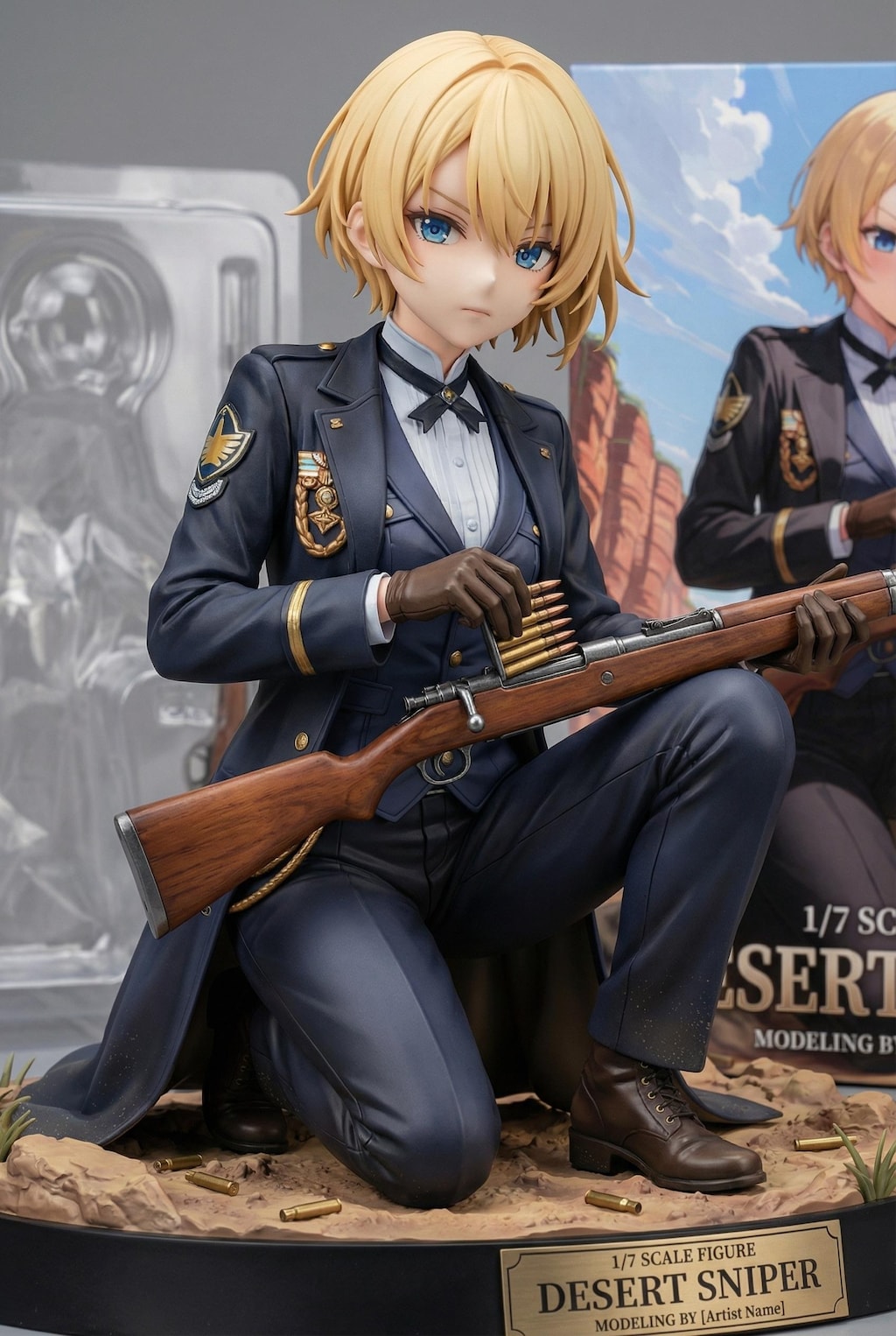 断層が見える荒野で弾倉に給弾する男装の麗人だそうです！