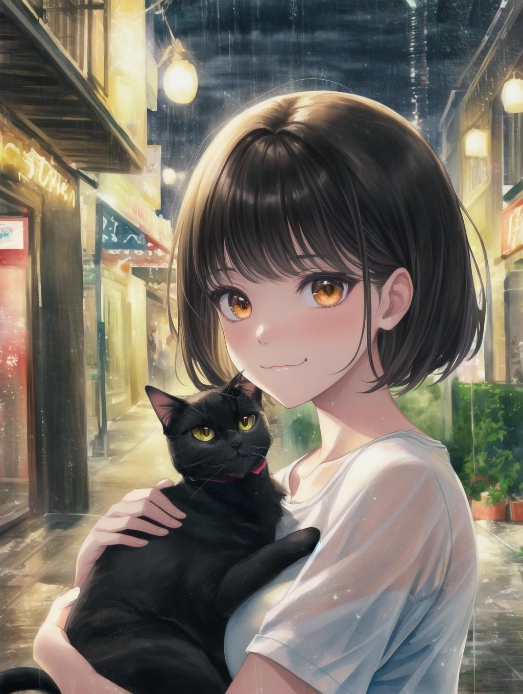 雨と黒猫