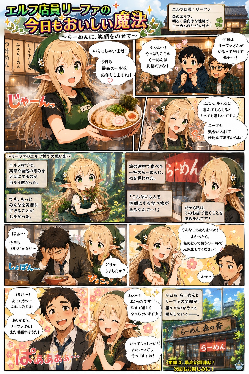 ラーメ屋で働くエルフの女の子