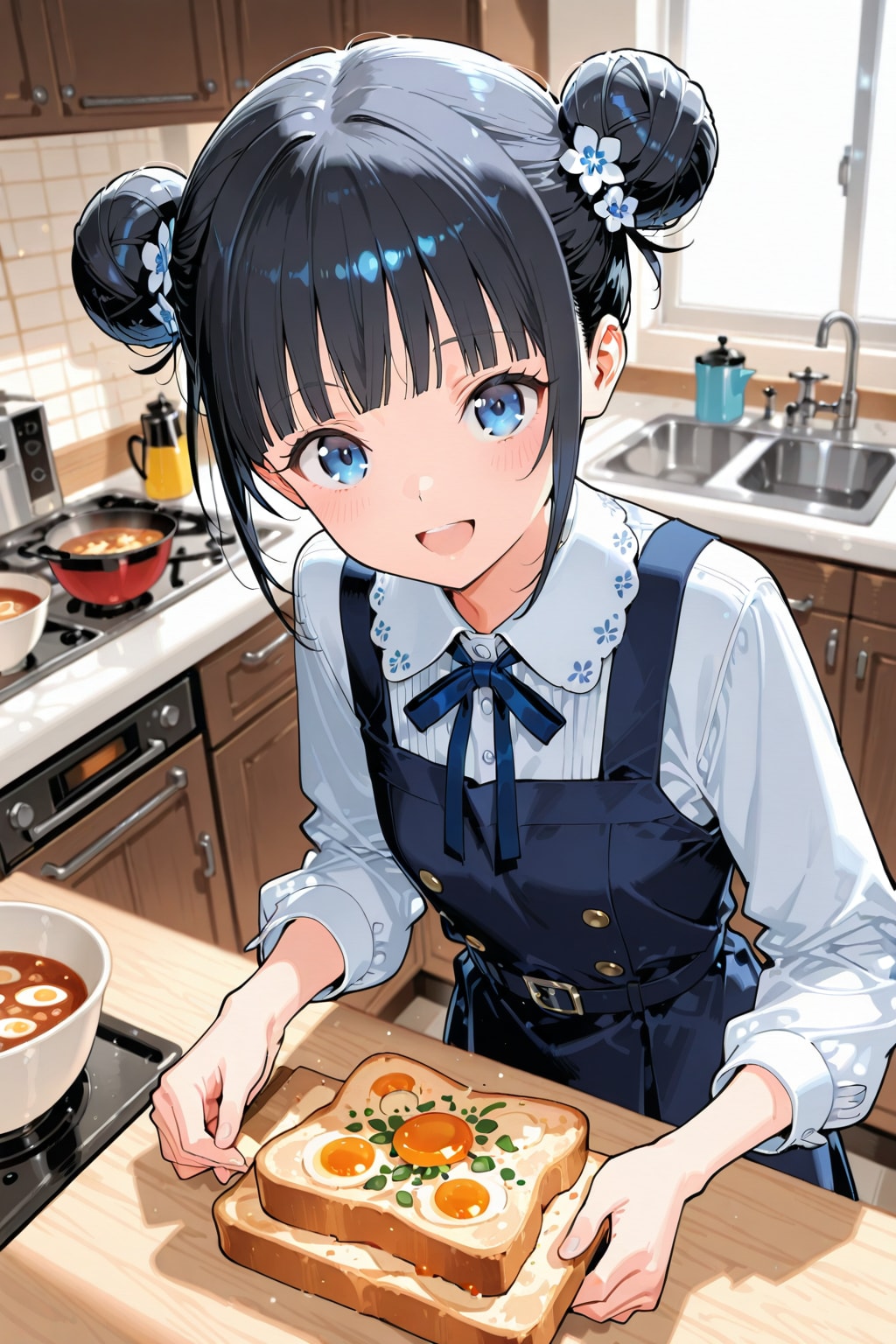 おだんごちゃん🍡✨と朝ごはん🍚✨　2/5 | の人気AIイラスト・グラビア