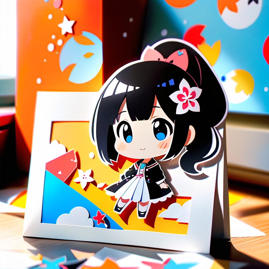 切り絵ポニテチビガール