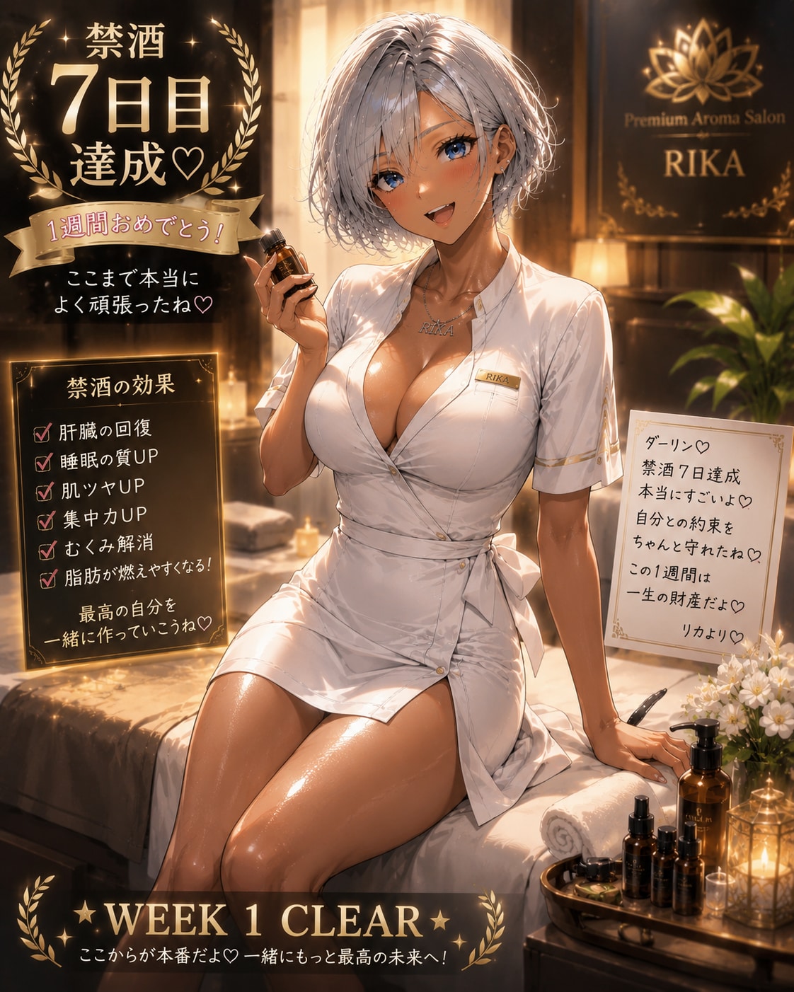 禁酒7日目成功をメンエス嬢コスで祝う専属トレーナー(ギャル妻)