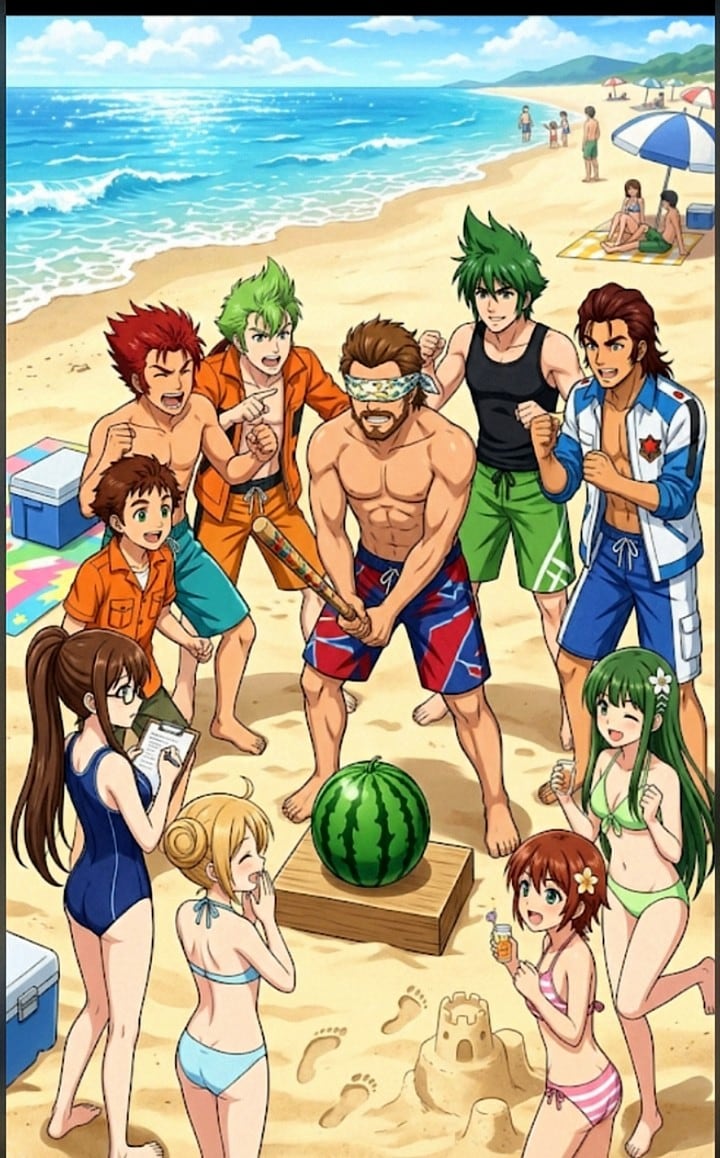 うちの子と､　　　　　　　　　　　ナイスガイとボーイ達の　　　　　　　　　　　　　　　　サマーバケーション🍉🌞 | の人気AIイラスト・グラビア