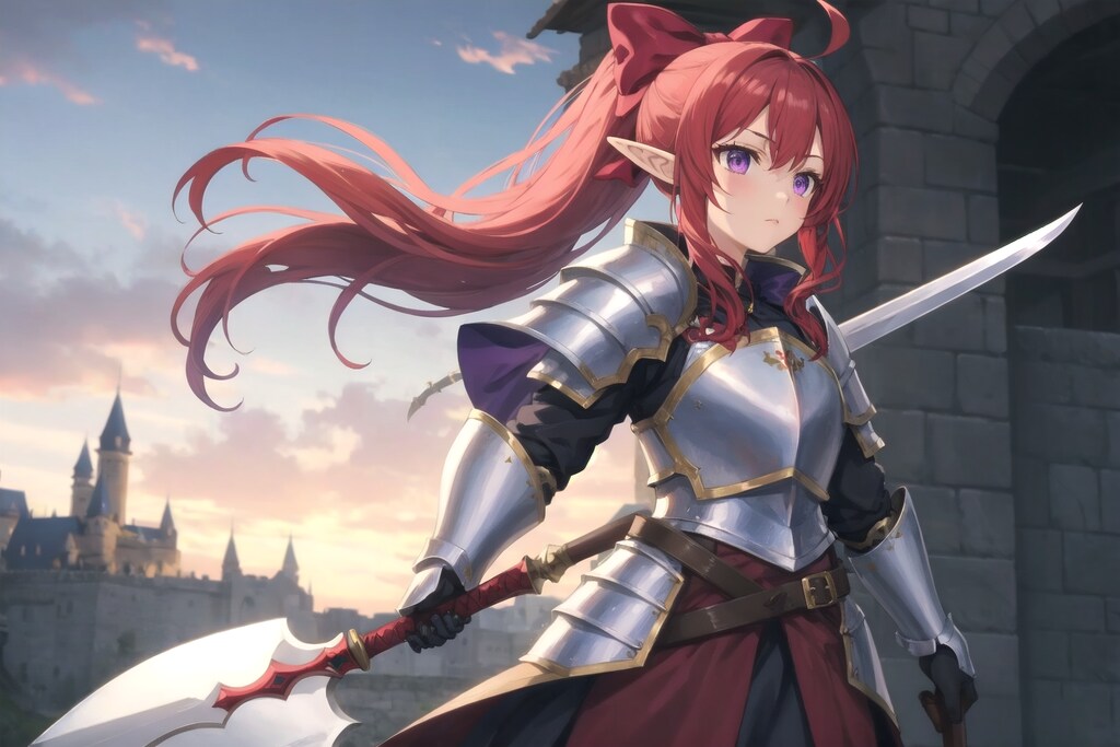 【習作】赤髪の女性騎士　その６ ( V4B )　の高解像度版