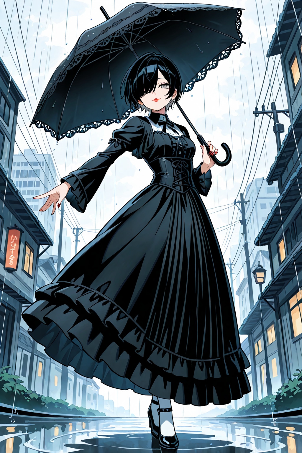 雨の日のお嬢様　その２ | の人気AIイラスト・グラビア