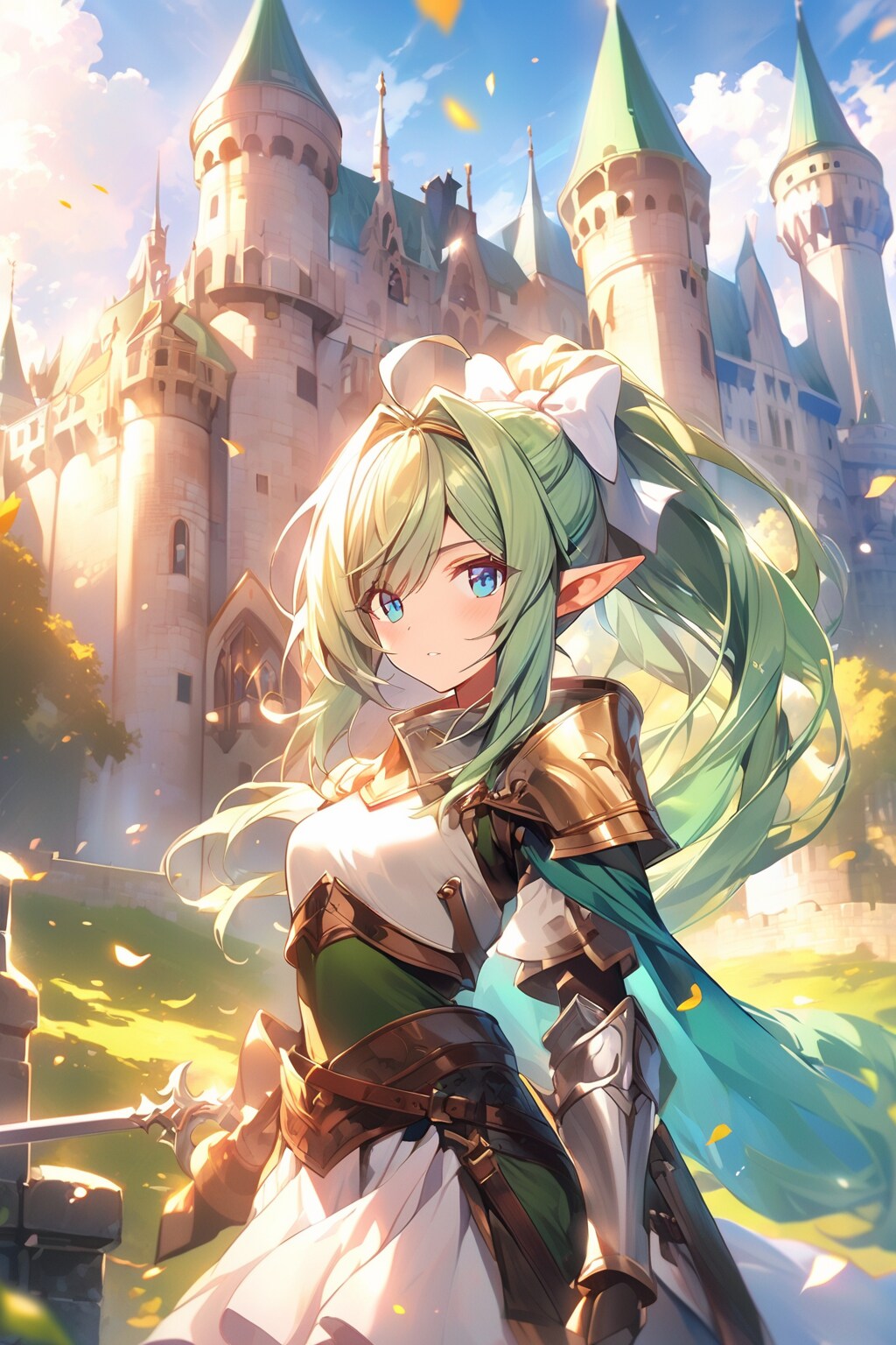 【習作】緑髪エルフの女性騎士　リリーシア・ネル・ヨーヌク