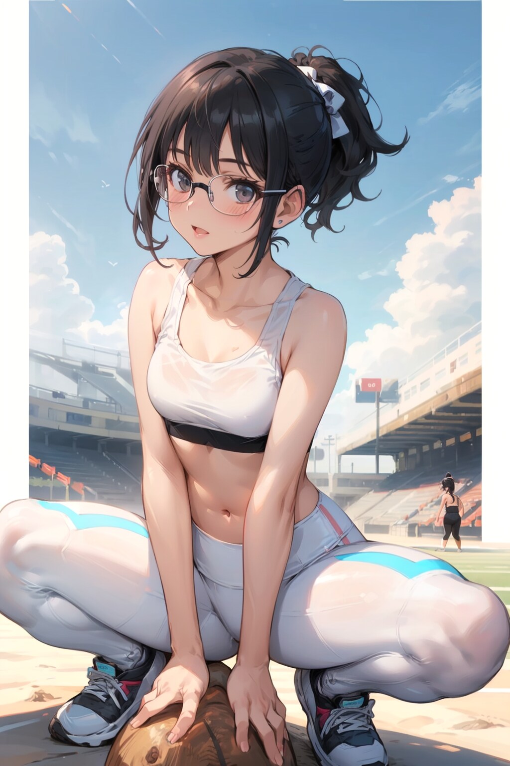 スポーツウェアの眼鏡っ娘