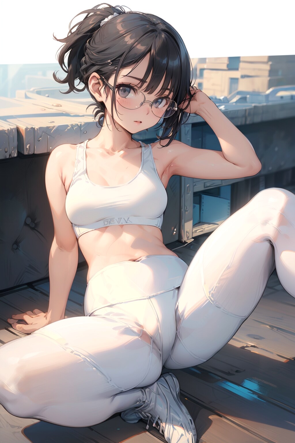スポーツウェアの眼鏡っ娘