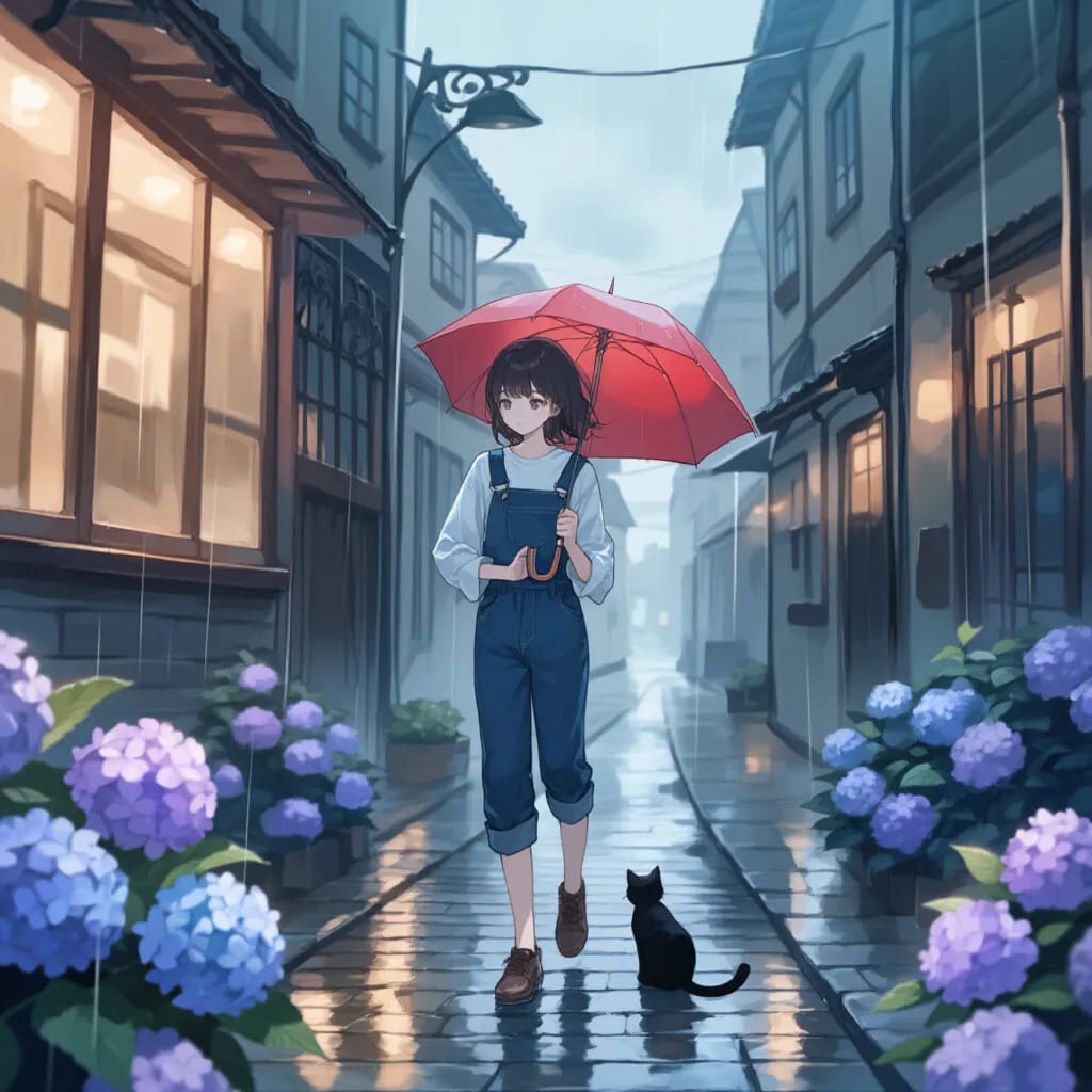 路地裏の紫陽花
