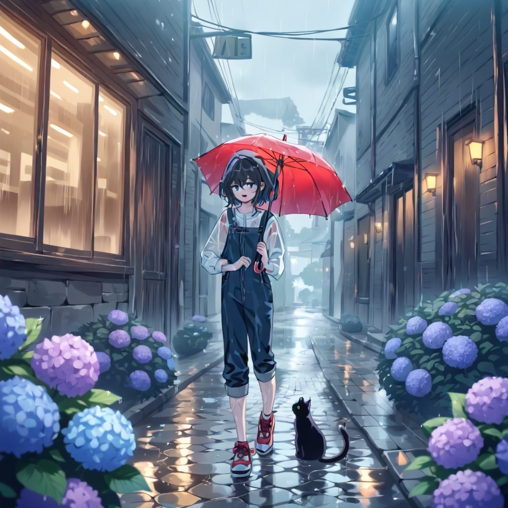 路地裏の紫陽花