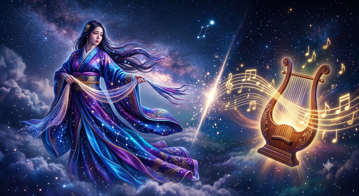 琴座の織女の色の衣服が音楽界の琴座の音と縁切れる | の人気AIイラスト・グラビア