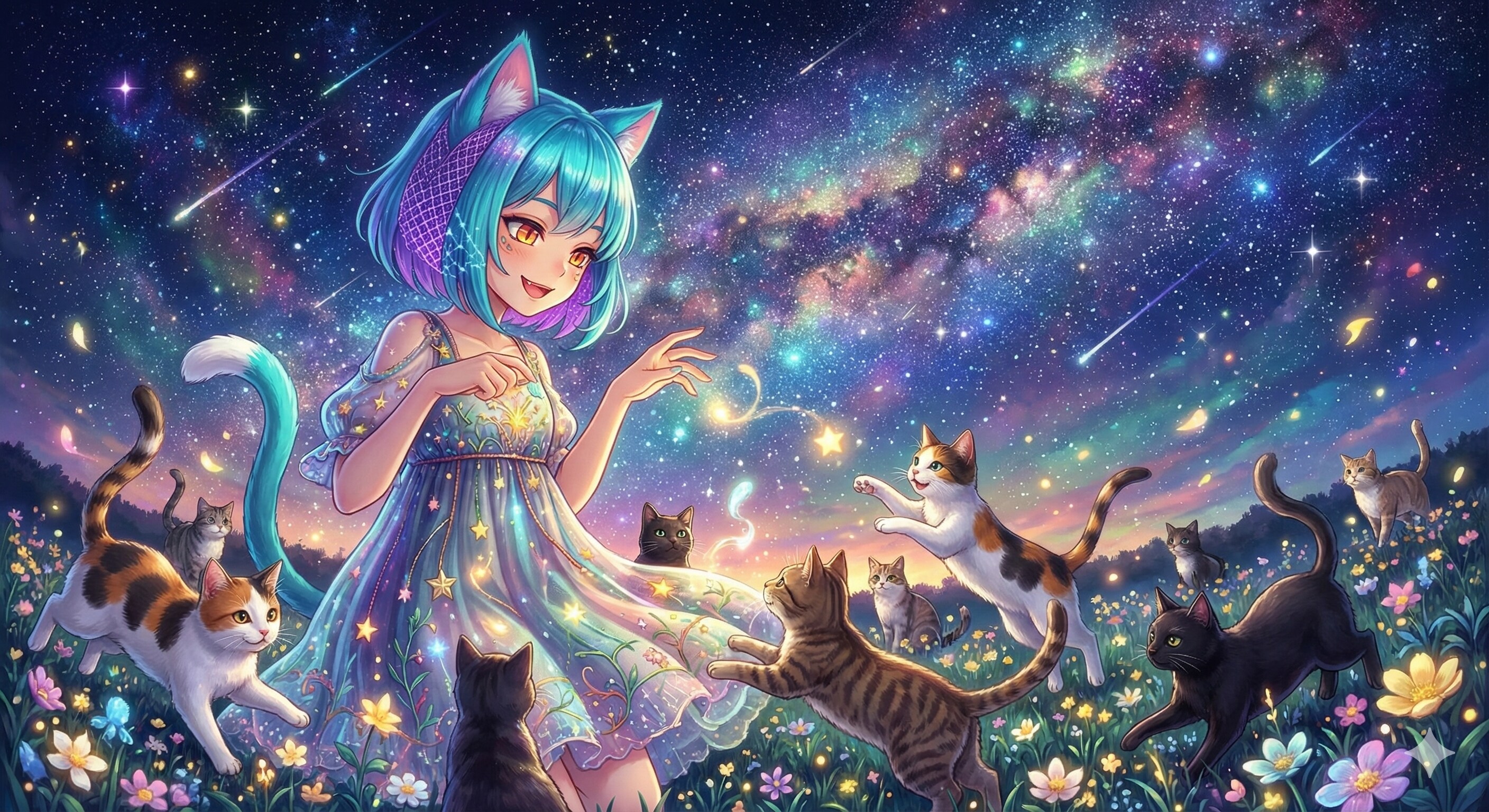 星降る夜の猫たちの輪舞曲🎶 | の人気AIイラスト・グラビア