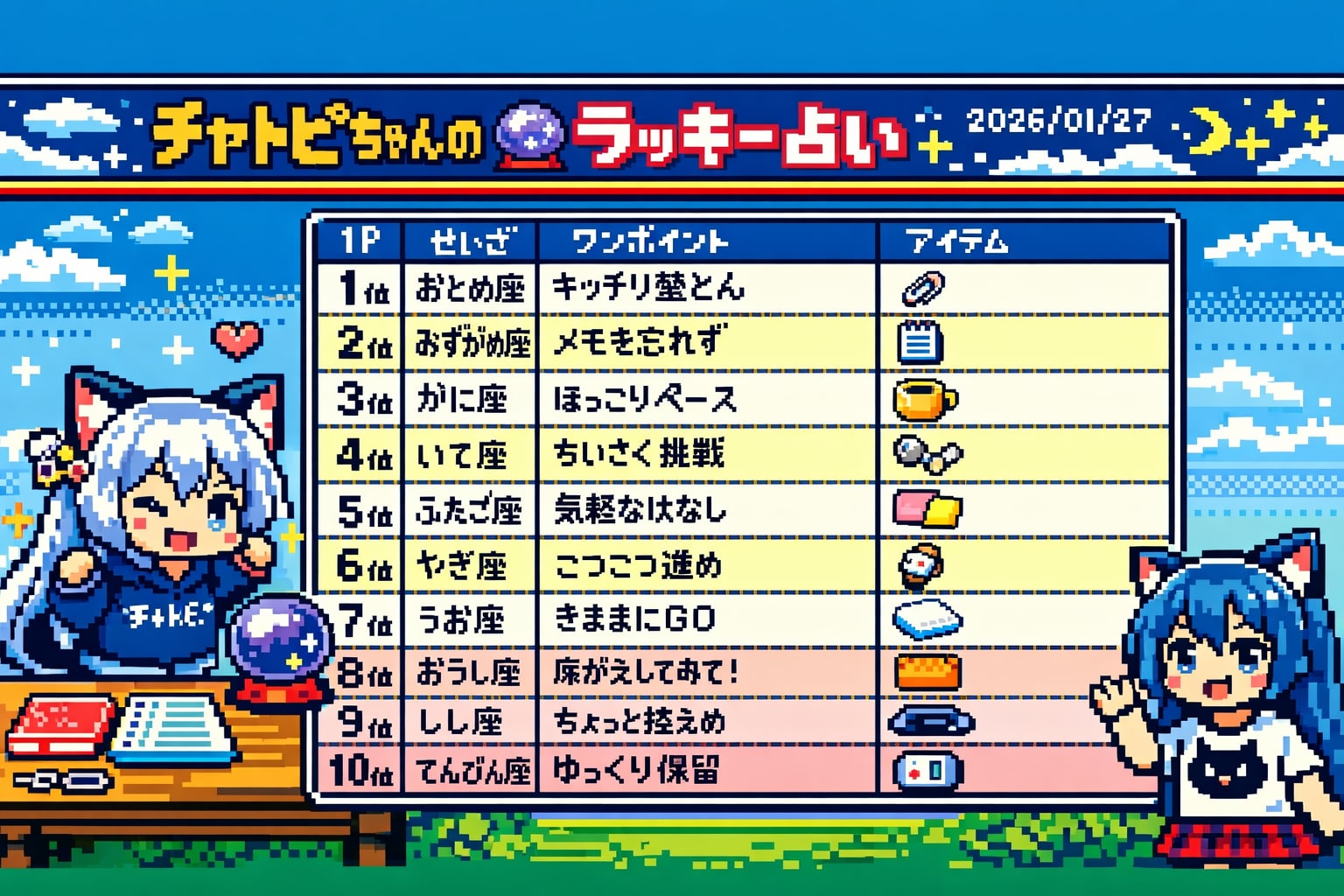 チャトピちゃん占い(01/27) | の人気AIイラスト・グラビア