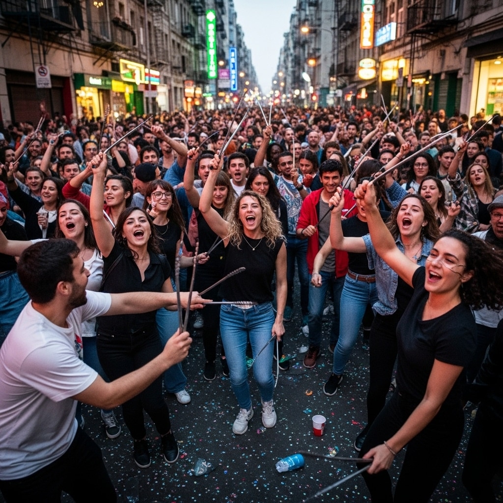 狂喜乱舞するトング党の人々 | の人気AIイラスト・グラビア