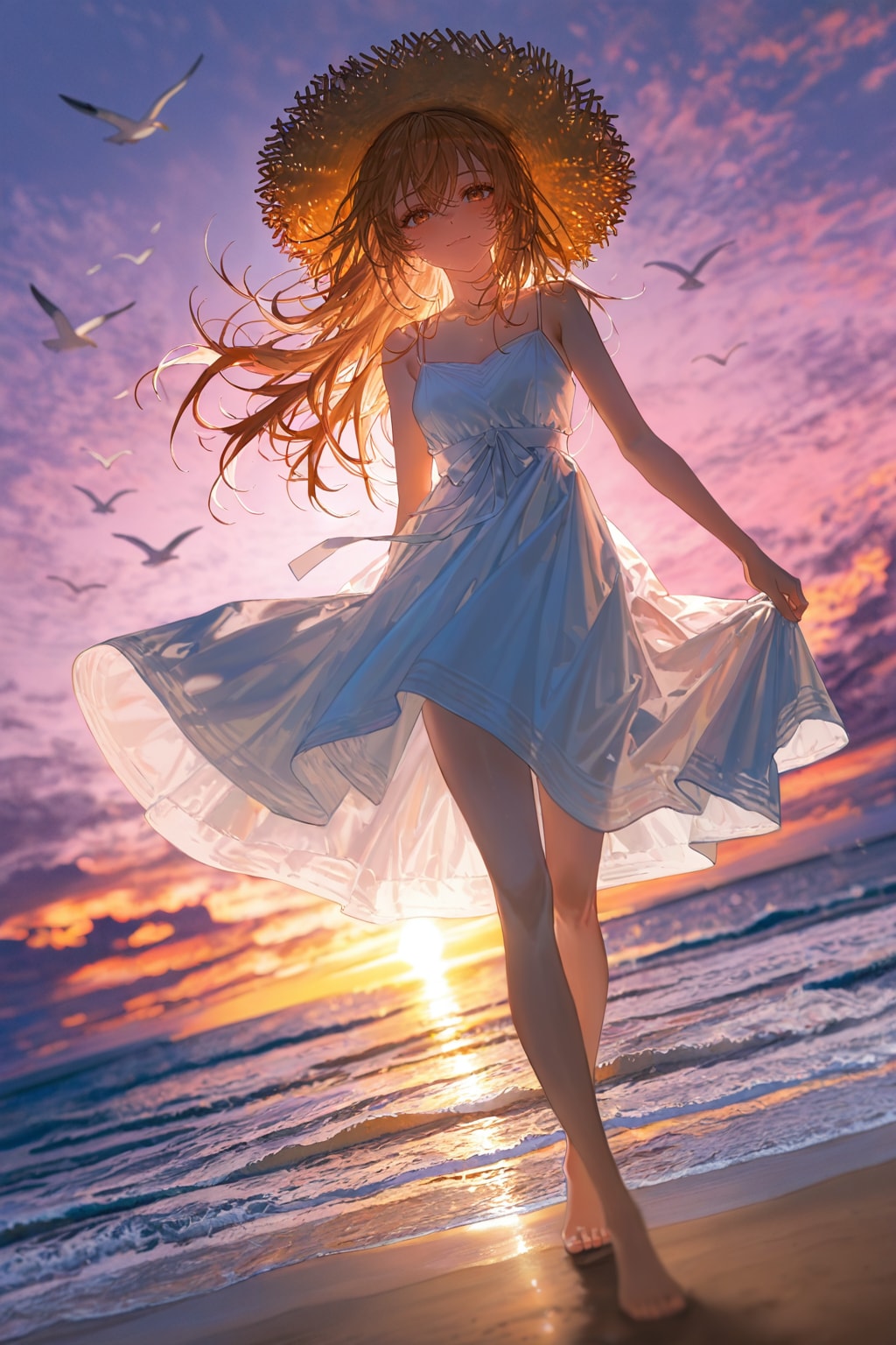 夕暮れの浜辺 | の人気AIイラスト・グラビア