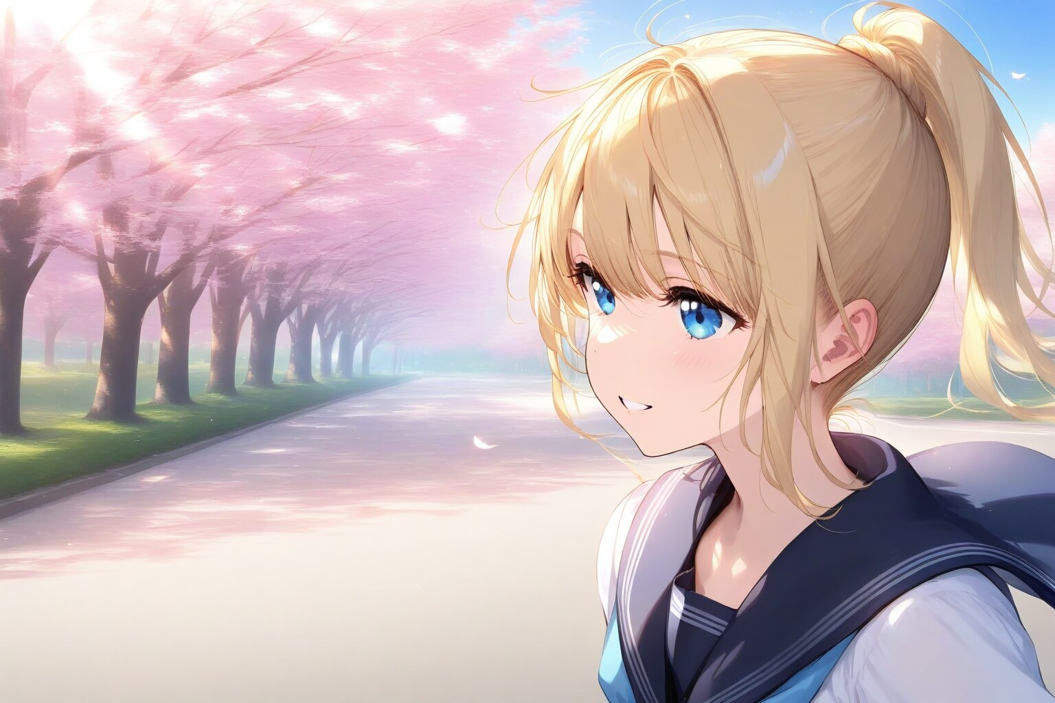 桜と金髪さん2