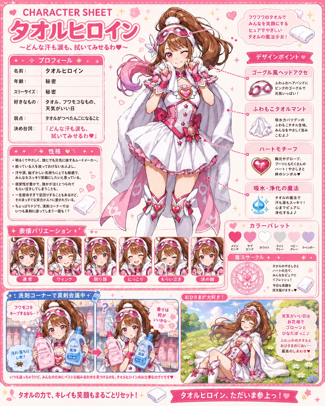 タオルヒロインのキャラクターシート | の人気AIイラスト・グラビア